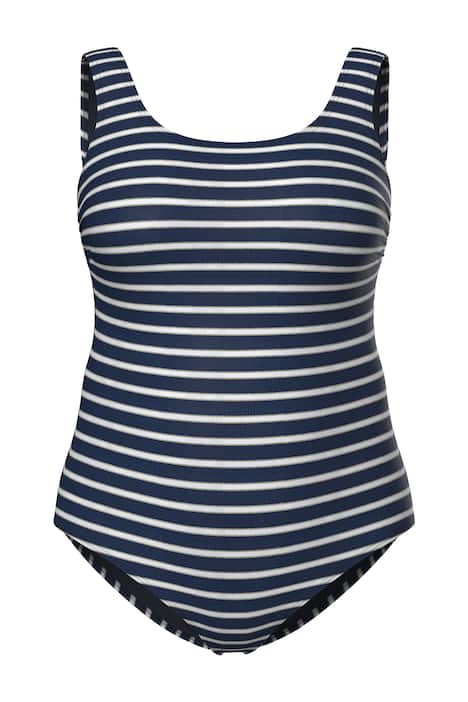 Plavky, proužky, bez měkkých košíčků, kulatý výstřih