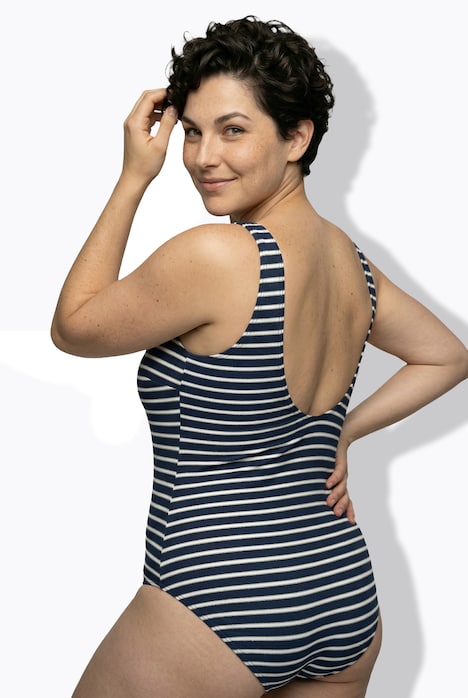 Badeanzug, Ringel, ohne Softcups, Rundhalsausschnitt