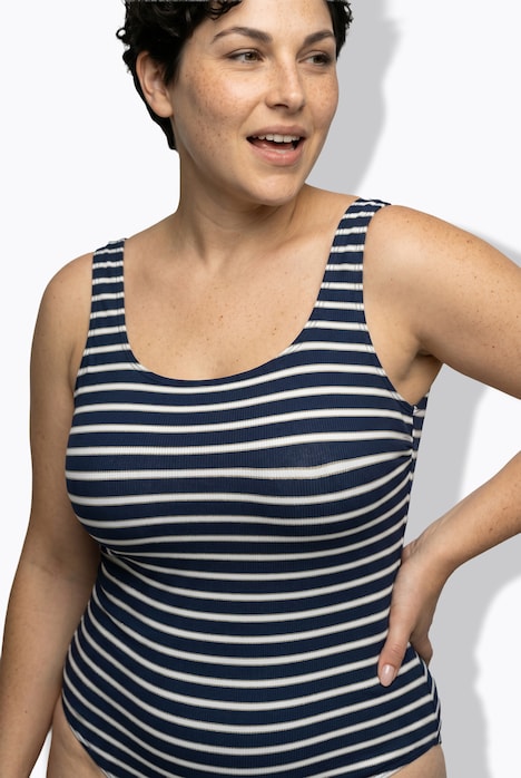 Badeanzug, Ringel, ohne Softcups, Rundhalsausschnitt