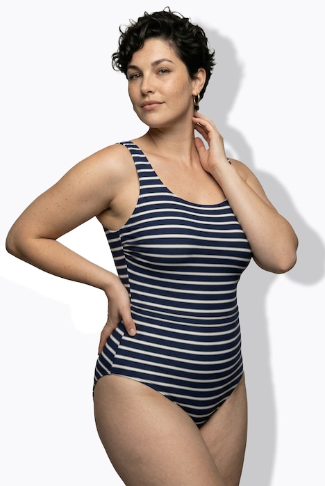 Badeanzug, Ringel, ohne Softcups, Rundhalsausschnitt