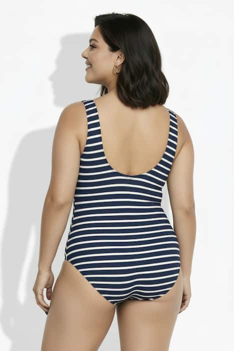 Badpak, strepen, zonder zachte cups, ronde hals