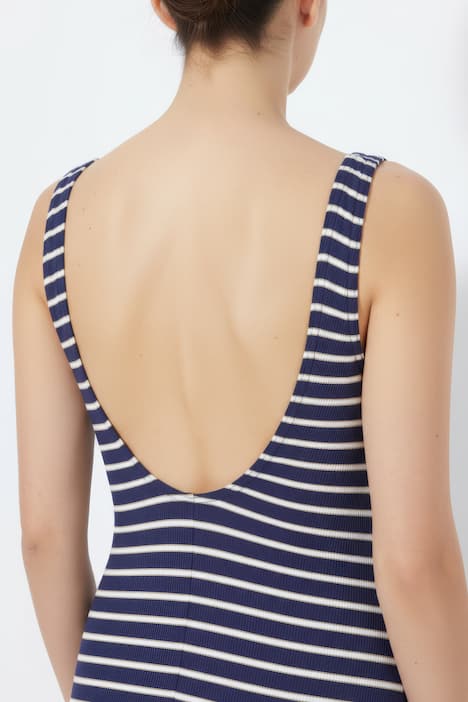 Badpak, strepen, zonder zachte cups, ronde hals