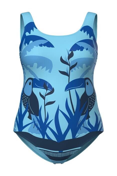 Plavky, tukan, bez měkkých košíčků, kulatý výstřih