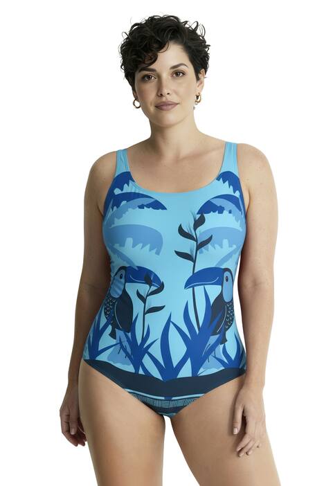 Plavky, tukan, bez měkkých košíčků, kulatý výstřih