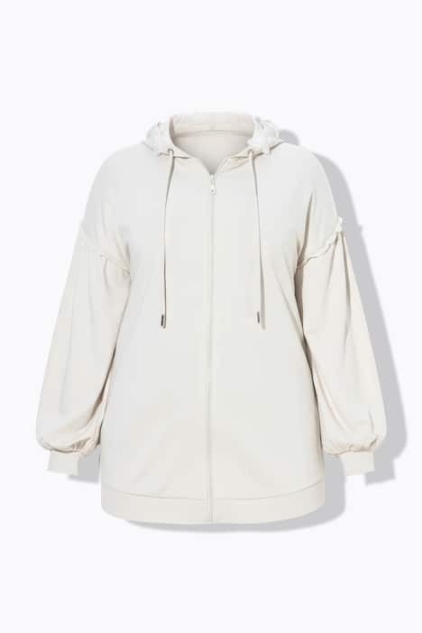 Sweatjacke, Loose Fit, Kapuze mit Glitzer-Blüten