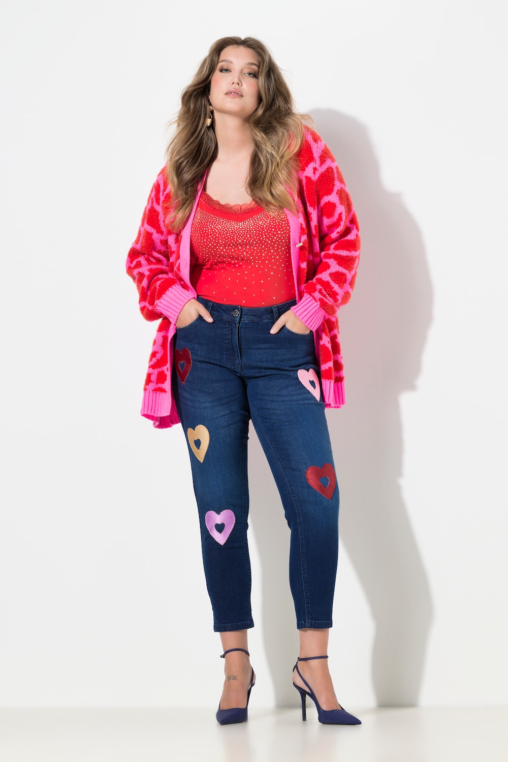 Jeans Pina, skinny pasform, hjerter, 5 lommer