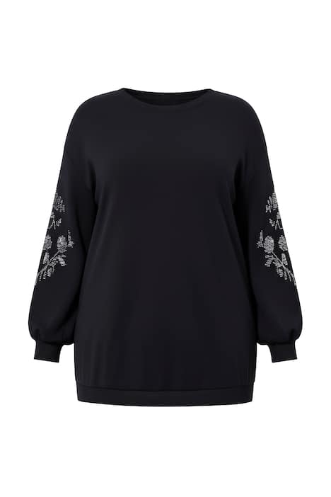 Mikina, dlouhé balónové rukávy s třpytivými aplikacemi