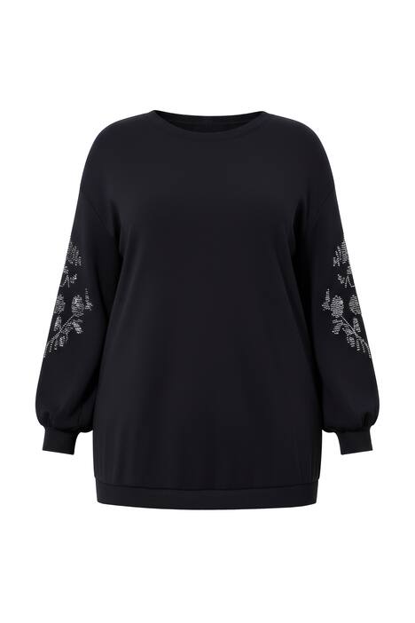 Mikina, dlouhé balónové rukávy s třpytivými aplikacemi