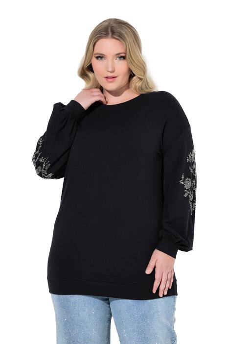 Mikina, dlouhé balónové rukávy s třpytivými aplikacemi