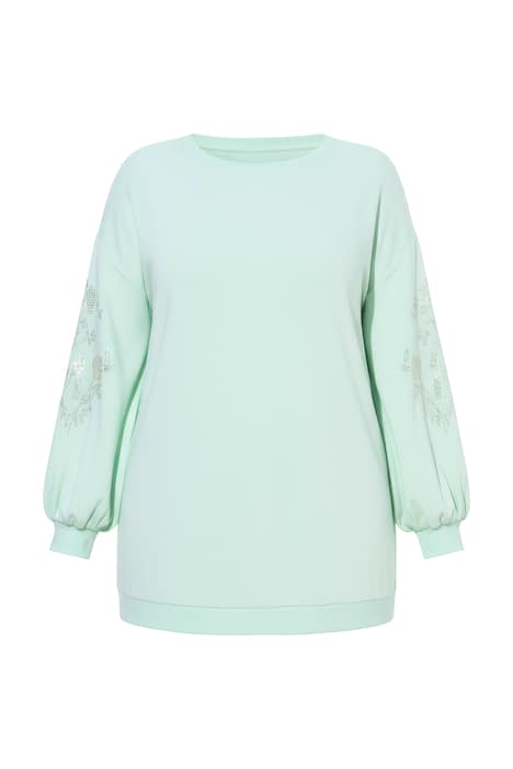 Mikina, dlouhé balónové rukávy s třpytivými aplikacemi