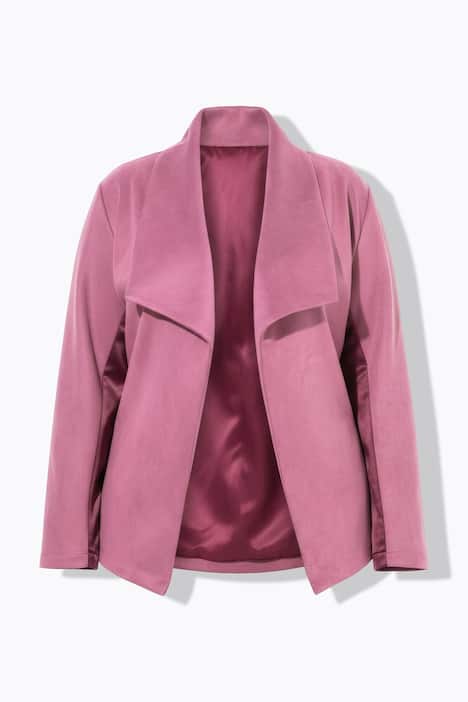 Velours-Jacke, Straight Fit, Spatenkragen, offene Jacke