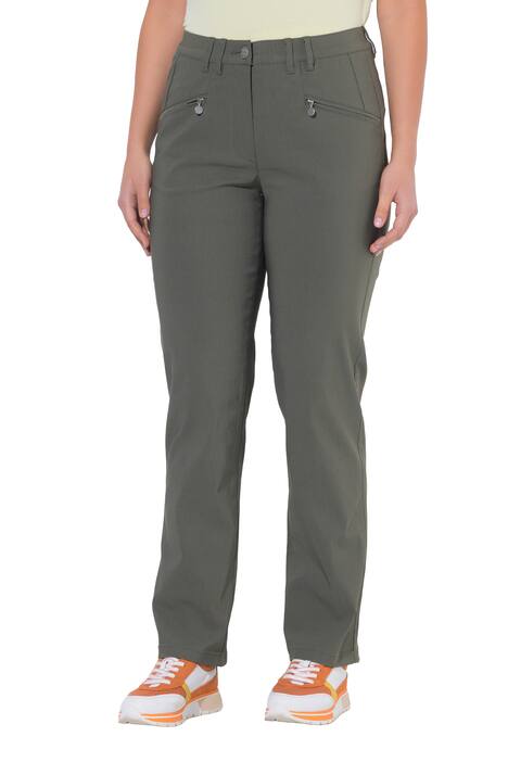 Bengalínové kalhoty Mony s úzkými kónickými nohavicemi a kapsami na zip