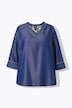 Lyocell-Blusenshirt, Jeansoptik, V-Ausschnitt, 3/4-Arm