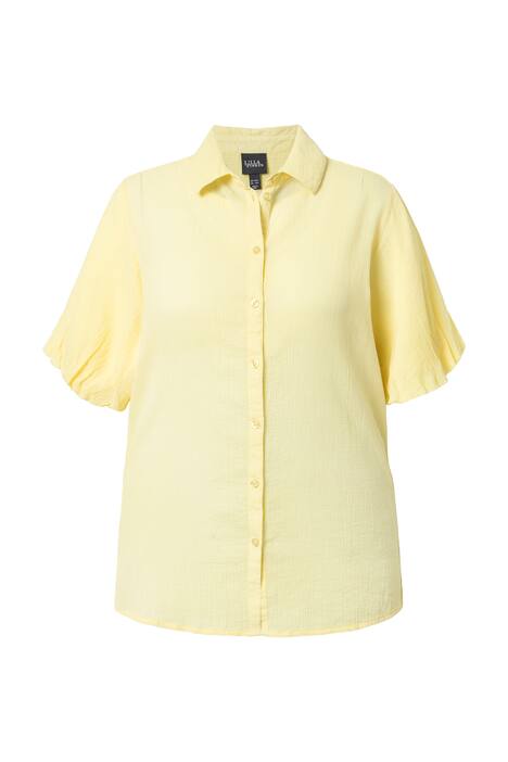 Halenka, krepový vzhled, košilový límec, balónové polo rukávy