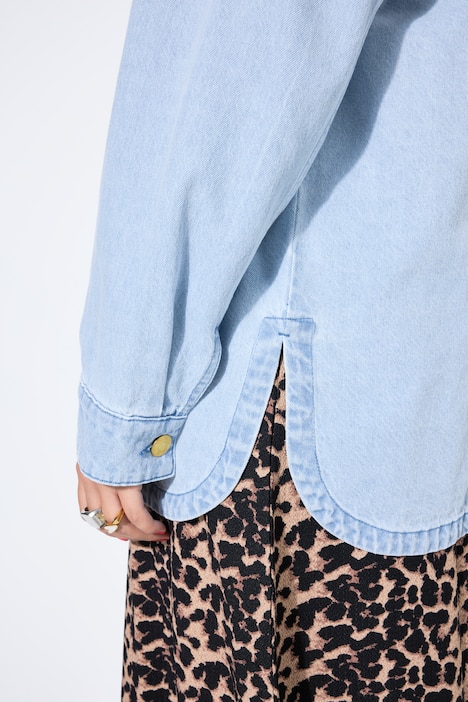 Jeanshemd, oversized, Vintage Look, goldene Ziernieten