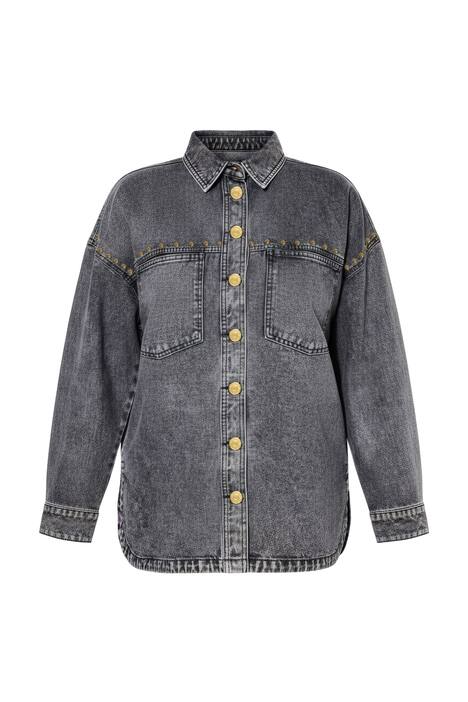 Džínová košile, oversize, vintage vzhled, zlaté ozdobné nýty