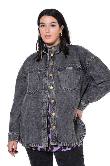 Džínová košile, oversize, vintage vzhled, zlaté ozdobné nýty