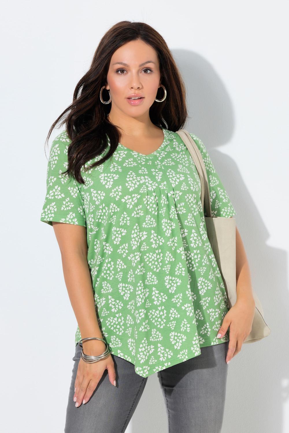 T-shirt, harten, A-lijn, V-hals, korte mouwen