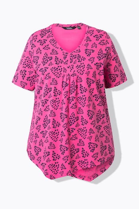 T-Shirt, Herzen, A-Linie, V-Ausschnitt, Halbarm