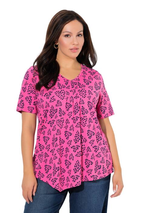 Tričko, srdce, A střih, výstřih do V, krátké rukávy