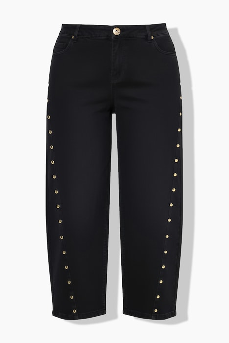 Barrel-jeans, ballongben, høy midje, pyntenagler