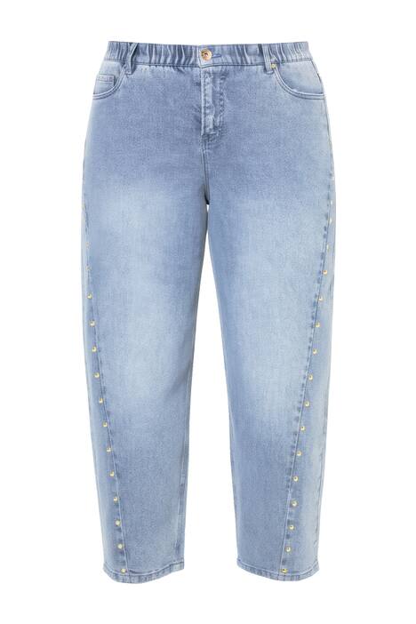 Barelové džíny, balónové nohavice, vysoký pas, ozdobné nýty