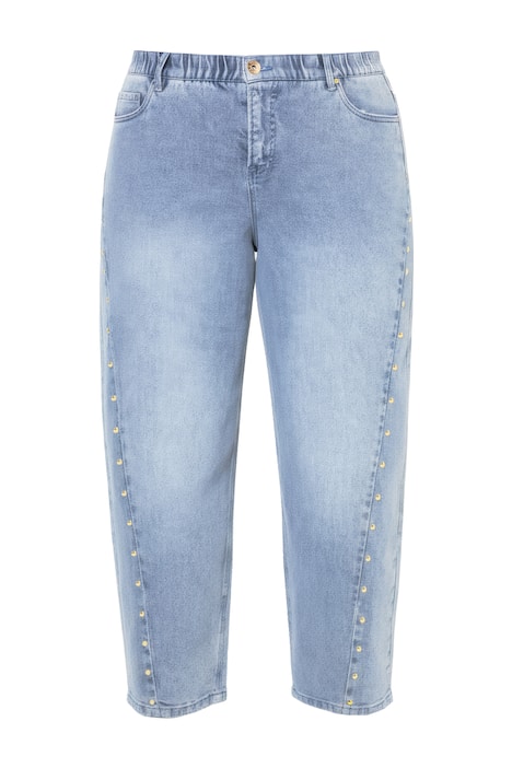 Barelové džíny, balónové nohavice, vysoký pas, ozdobné nýty