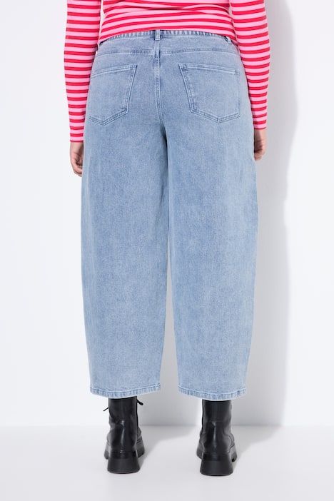 Barrel-Jeans, Ballon-Legs, HighWaist, Schmucknieten