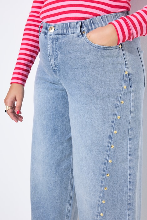 Barrel-Jeans, Ballon-Legs, HighWaist, Schmucknieten