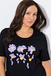 T-shirt classica con fiori, scollo a girocollo e mezze maniche