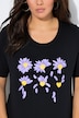 T-shirt classica con fiori, scollo a girocollo e mezze maniche