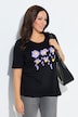 T-shirt classica con fiori, scollo a girocollo e mezze maniche