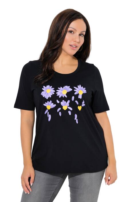 Tričko, květy, Classic, kulatý výstřih, krátké rukávy