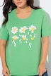 T-shirt classica con fiori, scollo a girocollo e mezze maniche