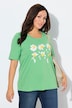 T-shirt classica con fiori, scollo a girocollo e mezze maniche