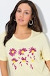 T-shirt classica con fiori, scollo a girocollo e mezze maniche