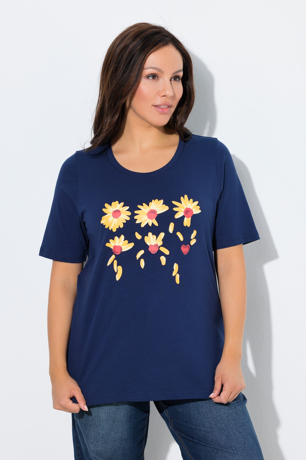 Große Größen T-Shirt, Damen, blau, Größe: 50/52, Baumwolle, Ulla Popken