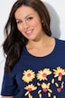 T-shirt classica con fiori, scollo a girocollo e mezze maniche