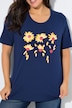 T-shirt classica con fiori, scollo a girocollo e mezze maniche