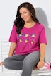 T-shirt classica con fiori, scollo a girocollo e mezze maniche
