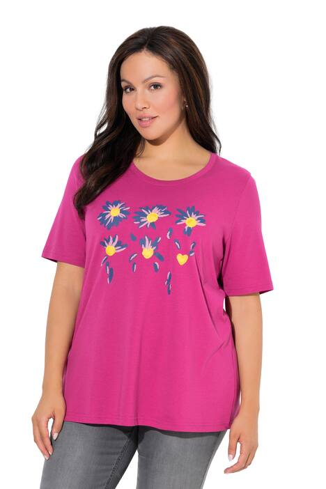 Tričko, květy, Classic, kulatý výstřih, krátké rukávy