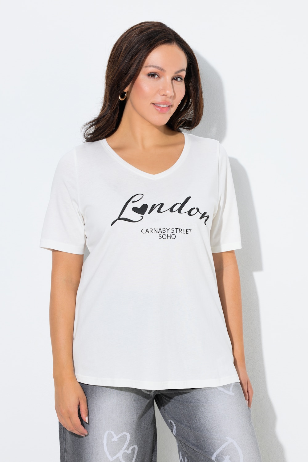 Große Größen T-Shirt, Damen, beige, Größe: 54/56, Baumwolle, Ulla Popken
