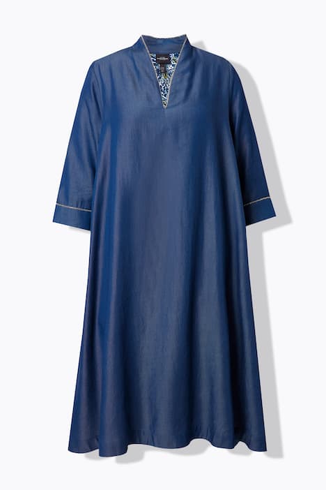 Robe en Lyocell aspect jean, poches, col calice et manches&nbsp;3/4
