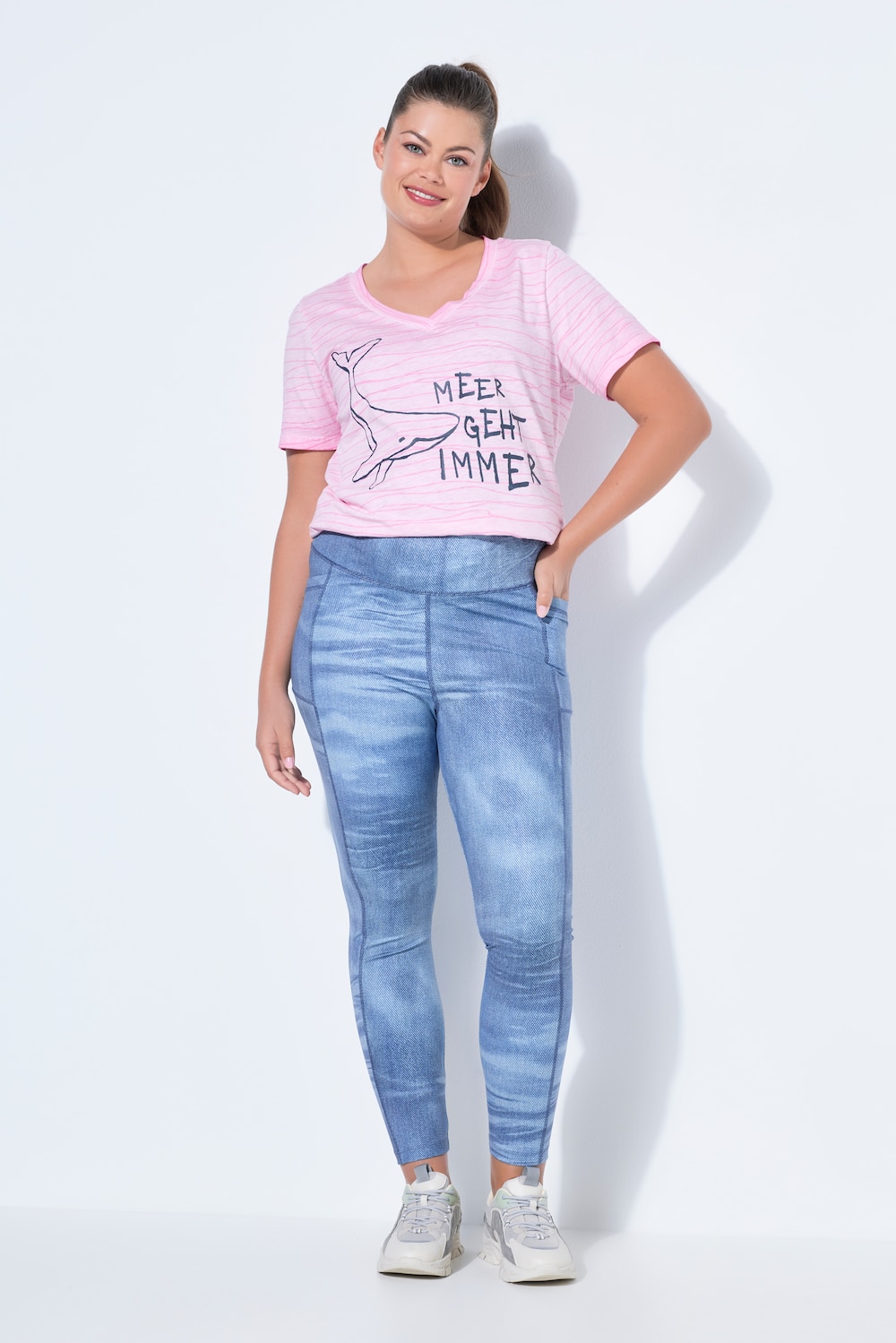 Lifestyle legging, denim print, elastische tailleband