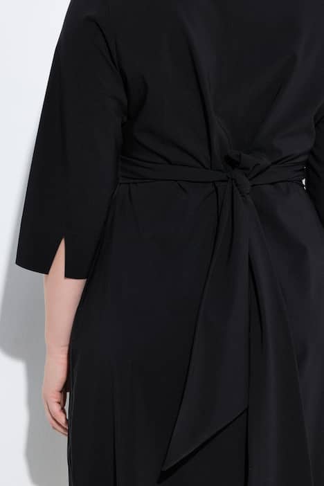 Midikleid, Wickeloptik, A-Linie, Hemdkragen, 3/4-Arm