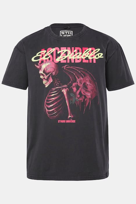 T-shirt STHUGE, rękaw 1/2, oversize, nadruk z tyłu Glow-in-the-Dark, styl vintage, do rozm. 8 XL