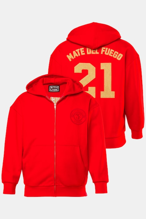 Hoodiejacke, oversized, Kapuze, Rücken-Badges, bis 8 XL