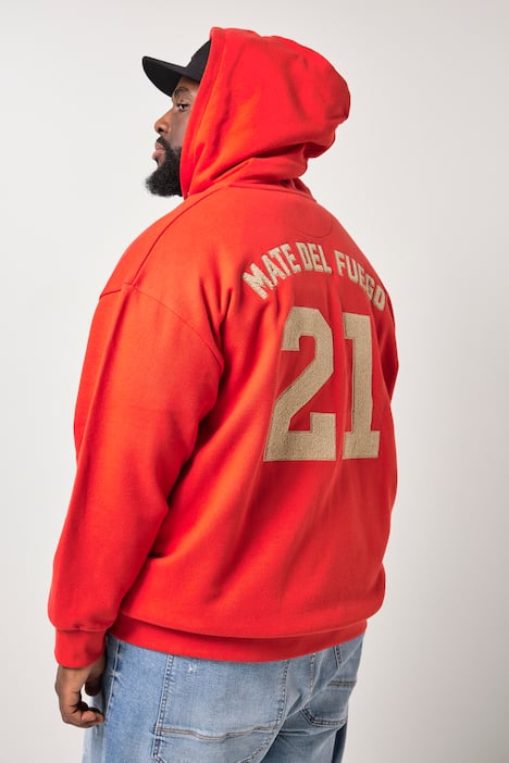 STHUGE hoodie-jack, oversized, capuchon, badges op de achterkant, tot 8XL