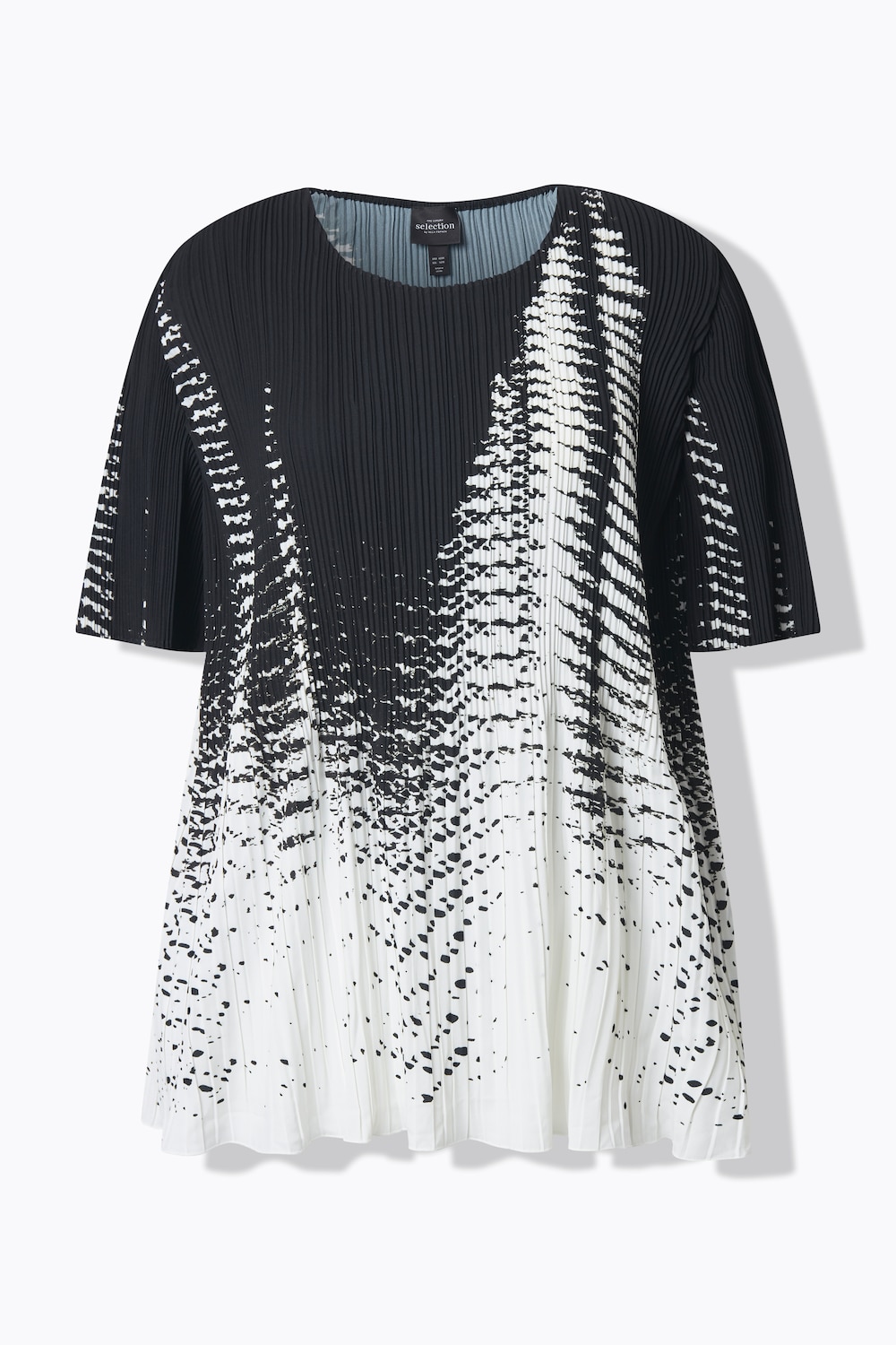 Stora storlekar Plisserad blus, Dam, svart, storlek: 50/52, Polyester, Ulla Popken