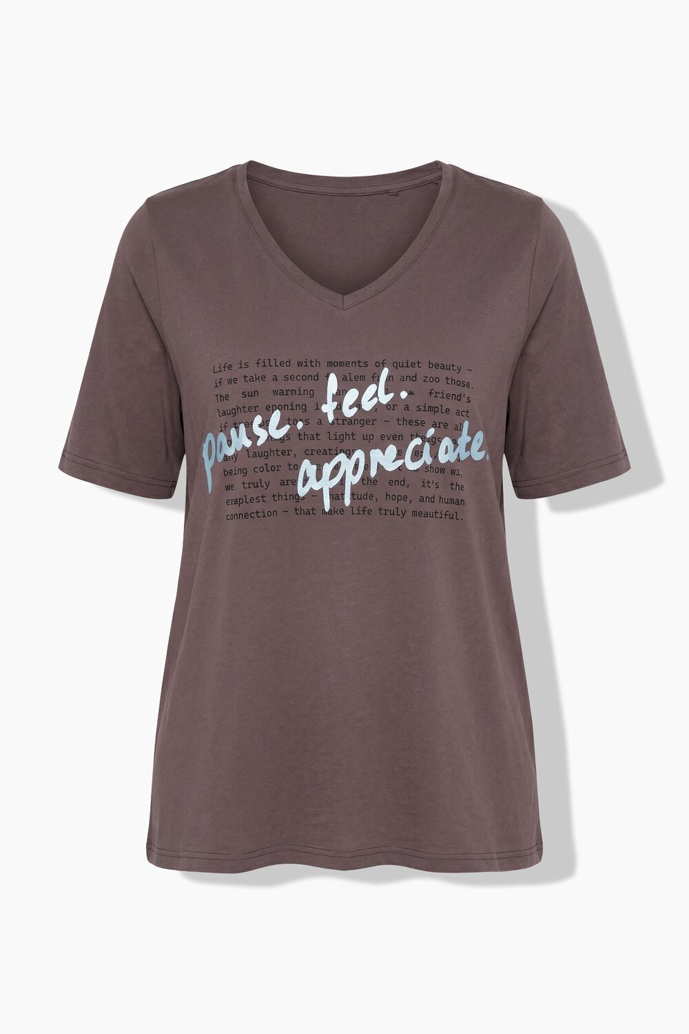 Stora storlekar T-shirt med textmotiv, Dam, grå, storlek: 46/48, Bomull, Ulla Popken